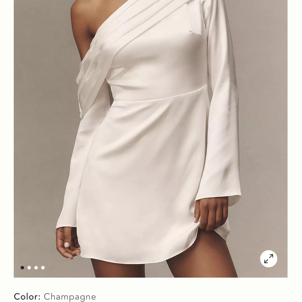 BHLDN One-Shoulder Champagne Dress